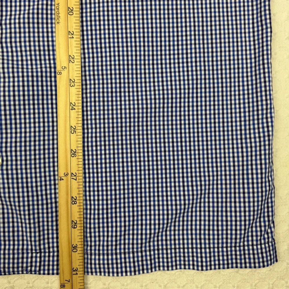 Polo Ralph Lauren Pajama Top‎ Mens Large Blue Gingham Cotton Sleep Shirt Pocket